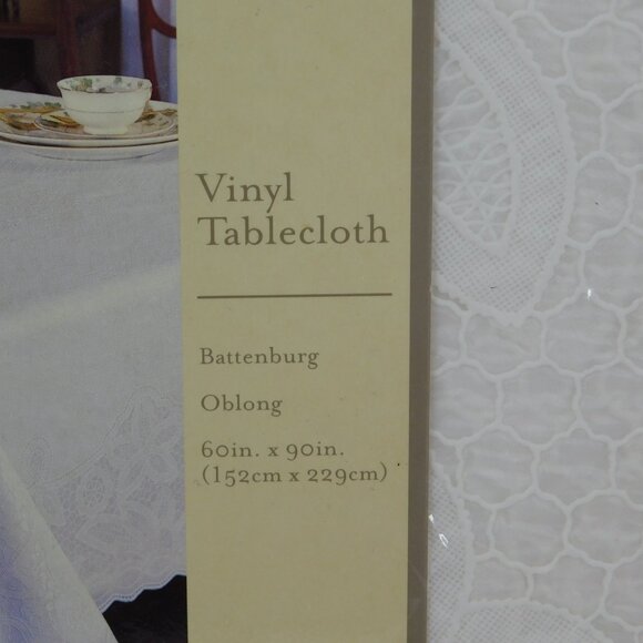 Home Trends Vinyl Tablecloth Battenburg Oblong 60" wide 90" long Rectangle - Picture 4 of 7